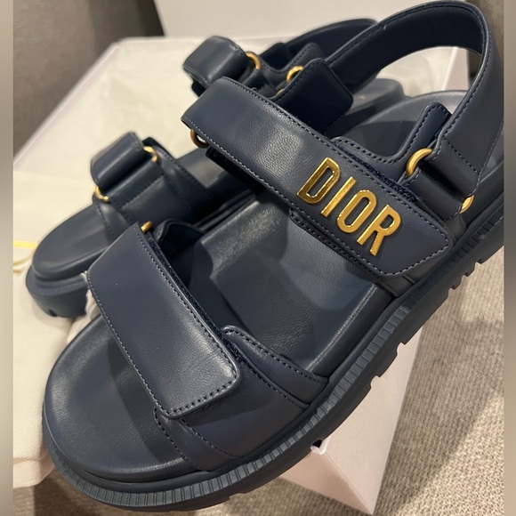 NEW Dior Navy Blue Leather DiorAct Dad Sandals - Picture 2 of 10